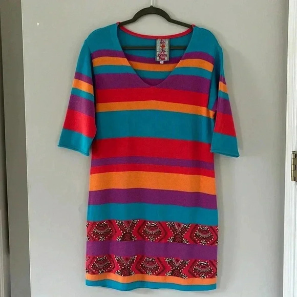 Johnny Was Stripe Knit Dress with Beading - Size S - Picture 1 of 12